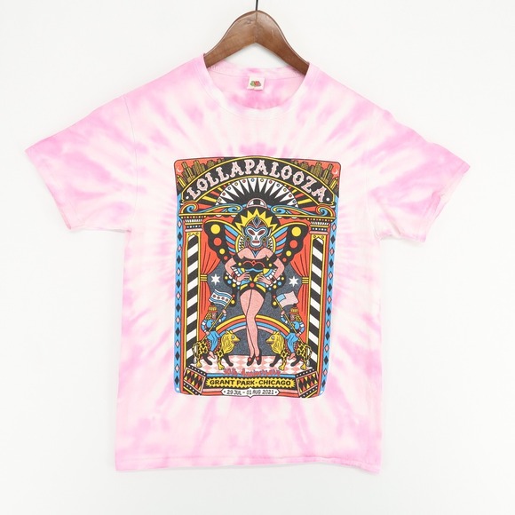 Lollapalooza Concert Shirt Adult XS (Est)* Pink Tie Dye Short Sleeve '21 Chicago - Picture 1 of 7